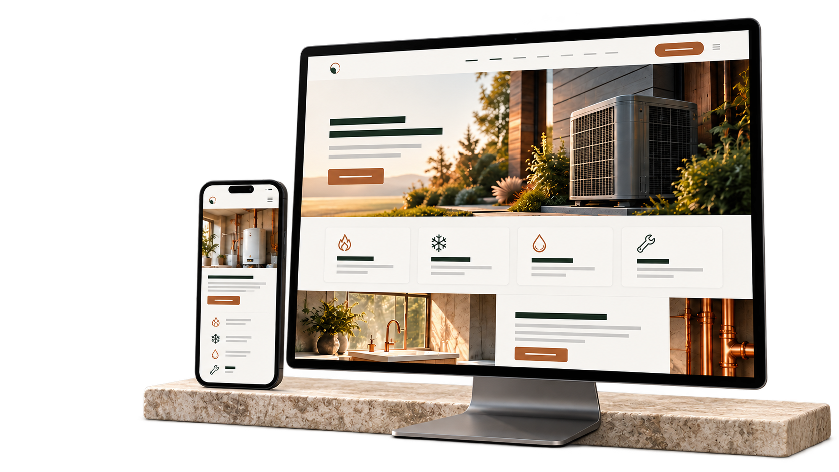 Amanix website design concept shown on a desktop monitor and mobile phone